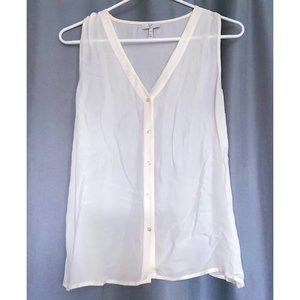 Joie White Button-up Sheer Tanktop